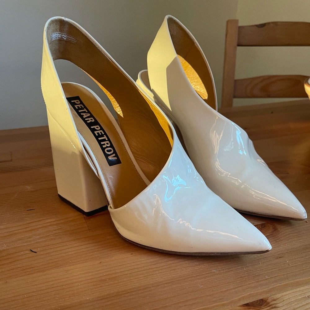 Petar Petrov white cut out heels. Like new